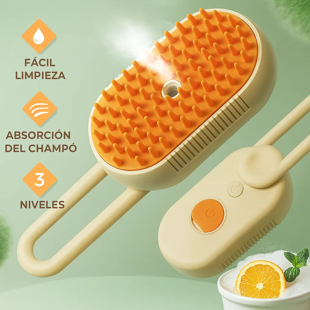 CEPILLO 3 EN 1 PARA MASCOTAS 🐾 | Masajea, Quita Pelo y Limpia con Spray – Pelaje Brillante y Hogar Limpio