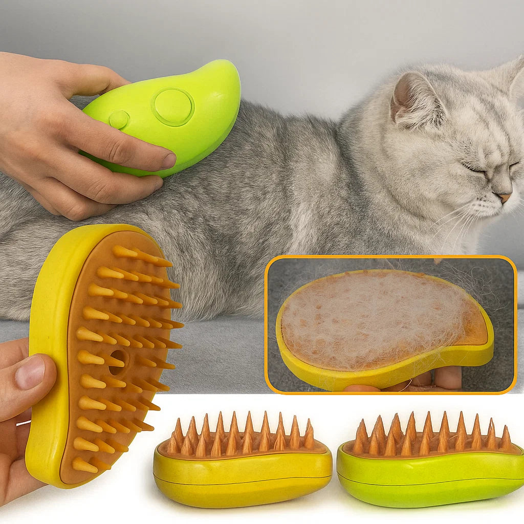 CEPILLO LIMPIADOR A VAPOR PARA MASCOTAS 🐾 | Elimina Pelo, Suciedad y Bacterias — Baño Rápido y Sin Estrés